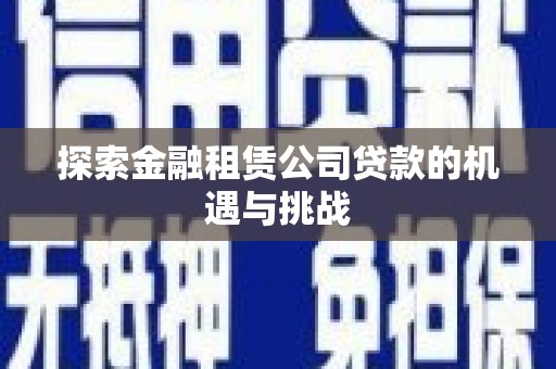 青河探索金融租赁公司贷款的机遇与挑战