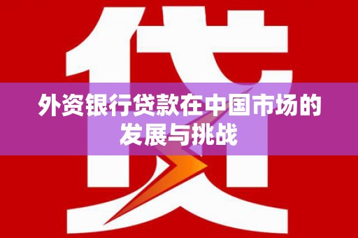 青河外资银行贷款在中国市场的发展与挑战