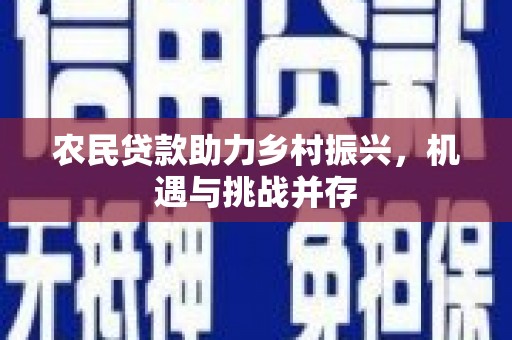 青河农民贷款助力乡村振兴，机遇与挑战并存