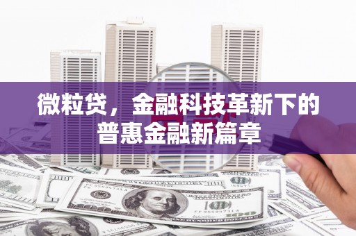 青河微粒贷，金融科技革新下的普惠金融新篇章